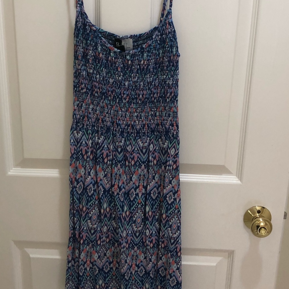 Multi color mini dress - falls above knees, size 6